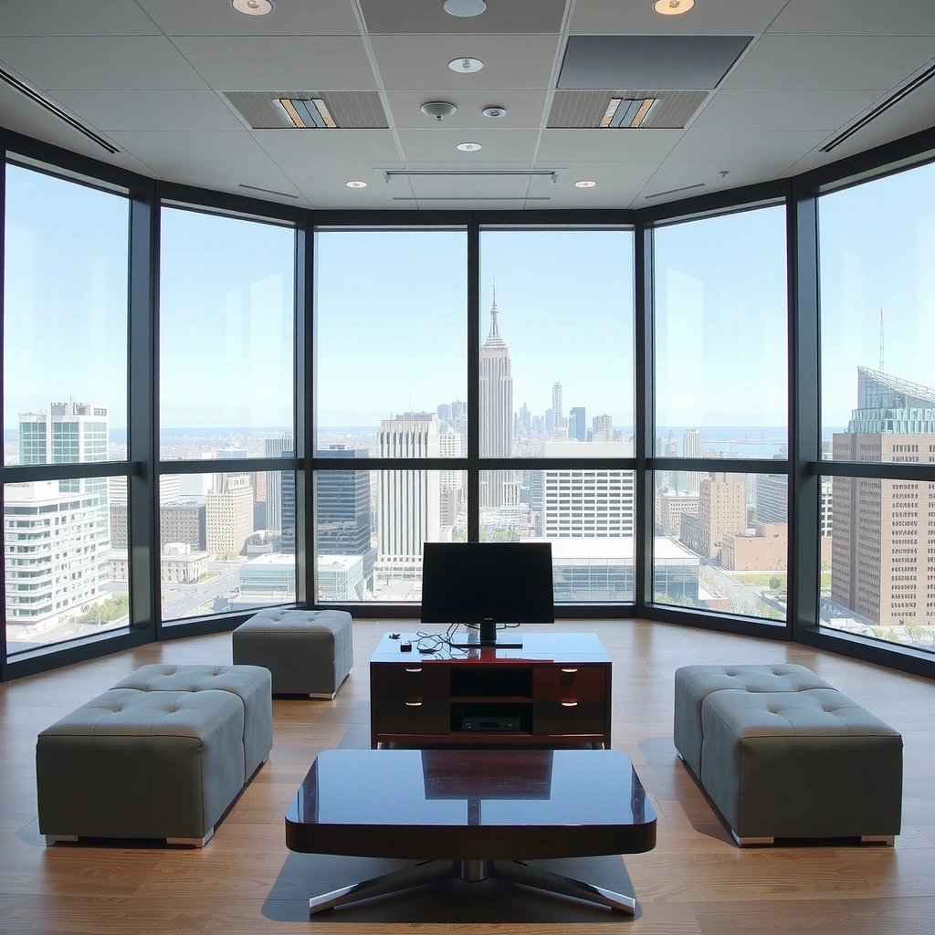 Moderne Büroetage mit Stadtblick